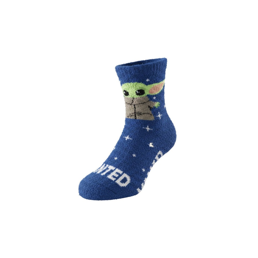 Star Wars Socks Kids 2-Pack Blue White NWT Grogu Baby Yoda Fuzzy Crew Cozy